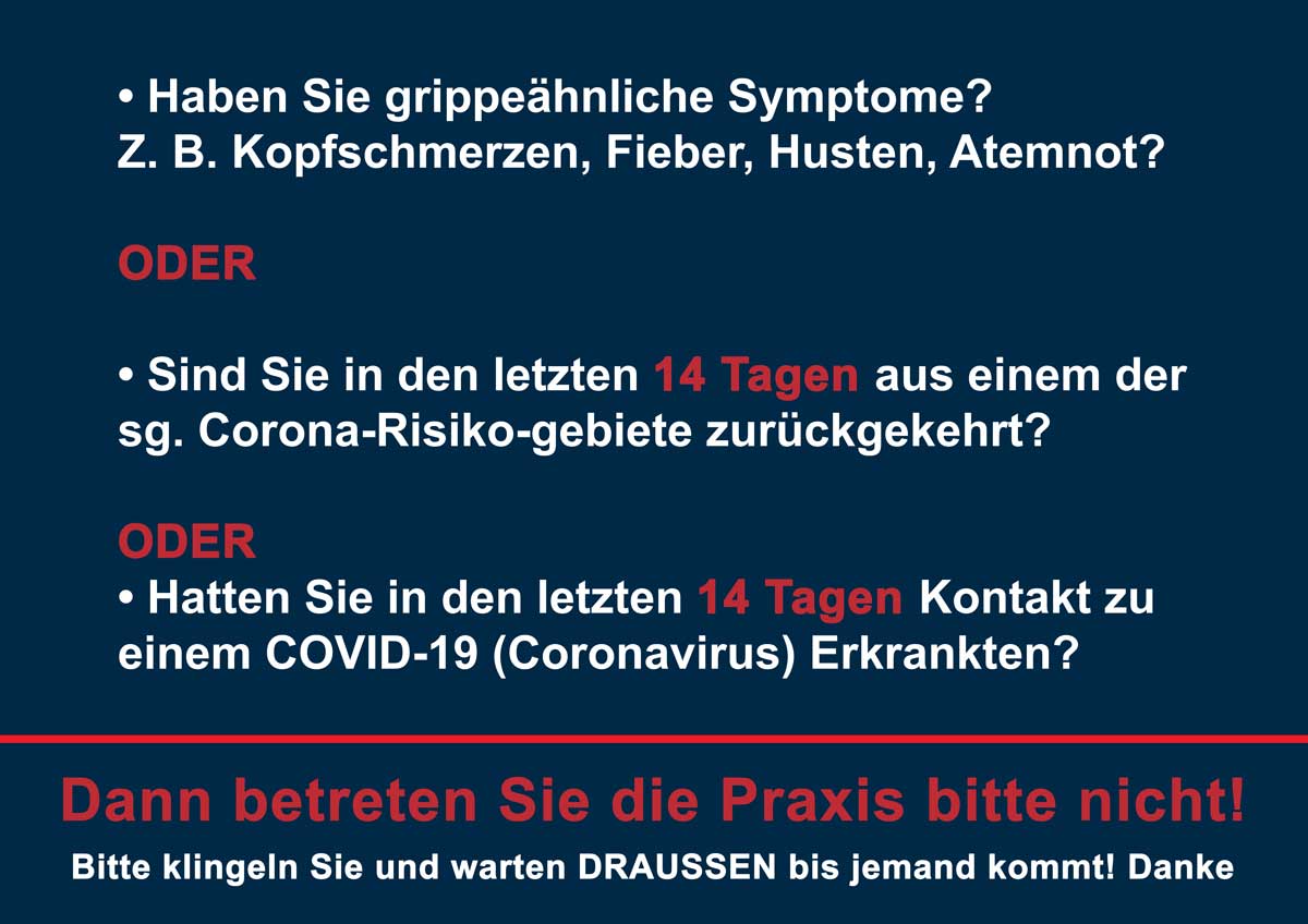 Sie haben Corona Symptome